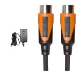 Korg - KA-350-UK 9V/1.7A Power Supply (UK plug) & Roland Rmidi-B3 Black Series MIDI Cable. Straight DIN connectors, 3 ft / 1 m length.